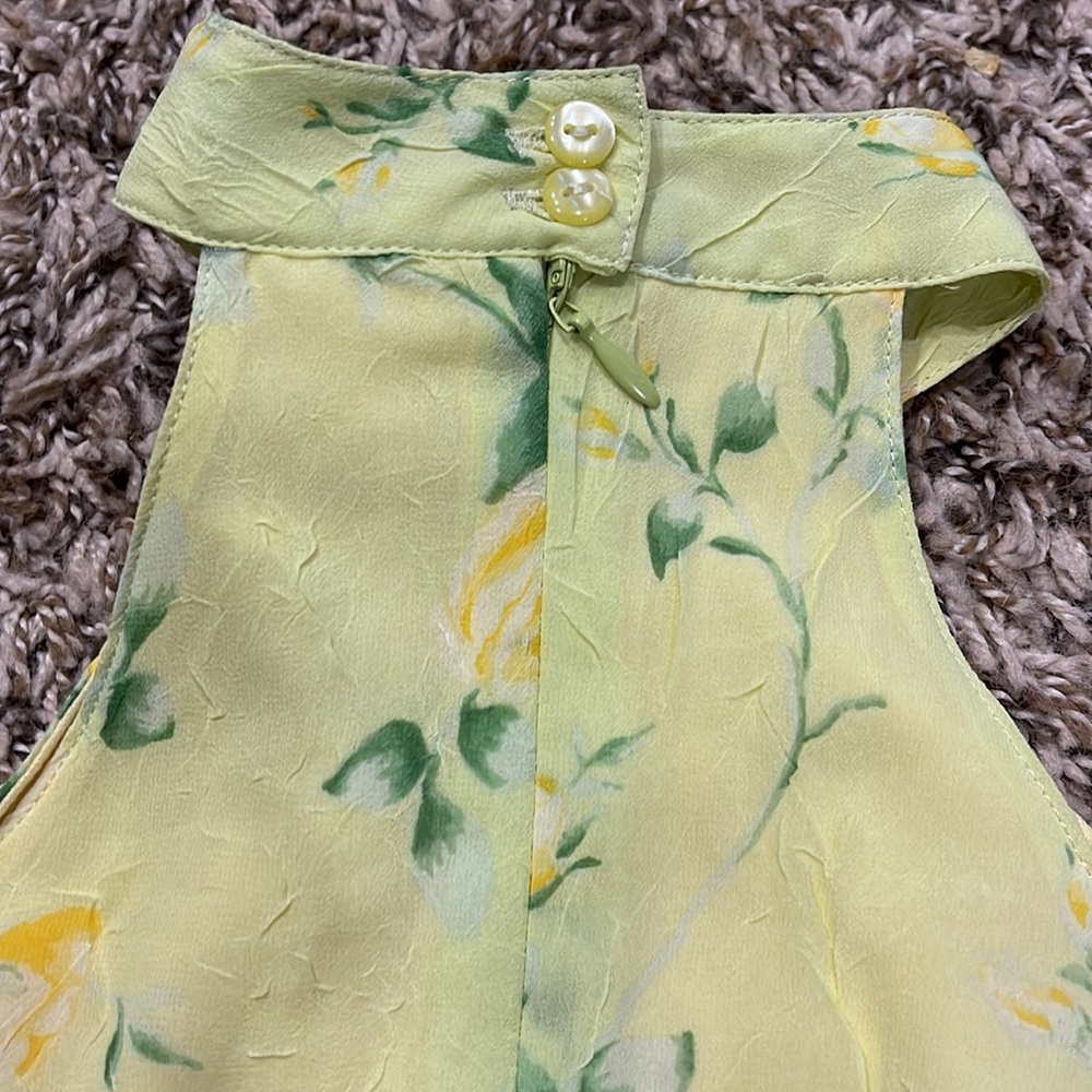 CHILDRENS PLACE YELLOW ROSES FLORAL CHIFFON HALTER CORSAGE DRESS 4 4T EUC - Picture 4 of 4